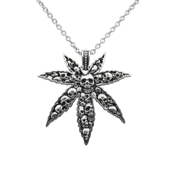 Controse Other - Cannabis Leaf and Skulls Necklace Pot Weed Pendant